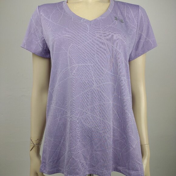NWT Under Armour heat gear purple short sleeve V-Neck athletic top ladies Medium - Picture 1 of 10